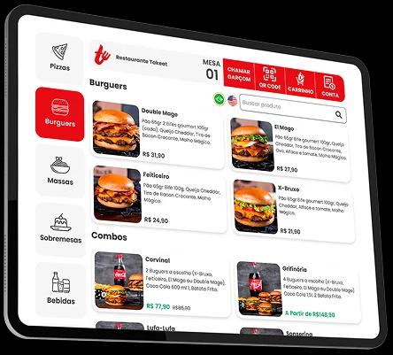 Mockup do Tablet de Mesa Takeat