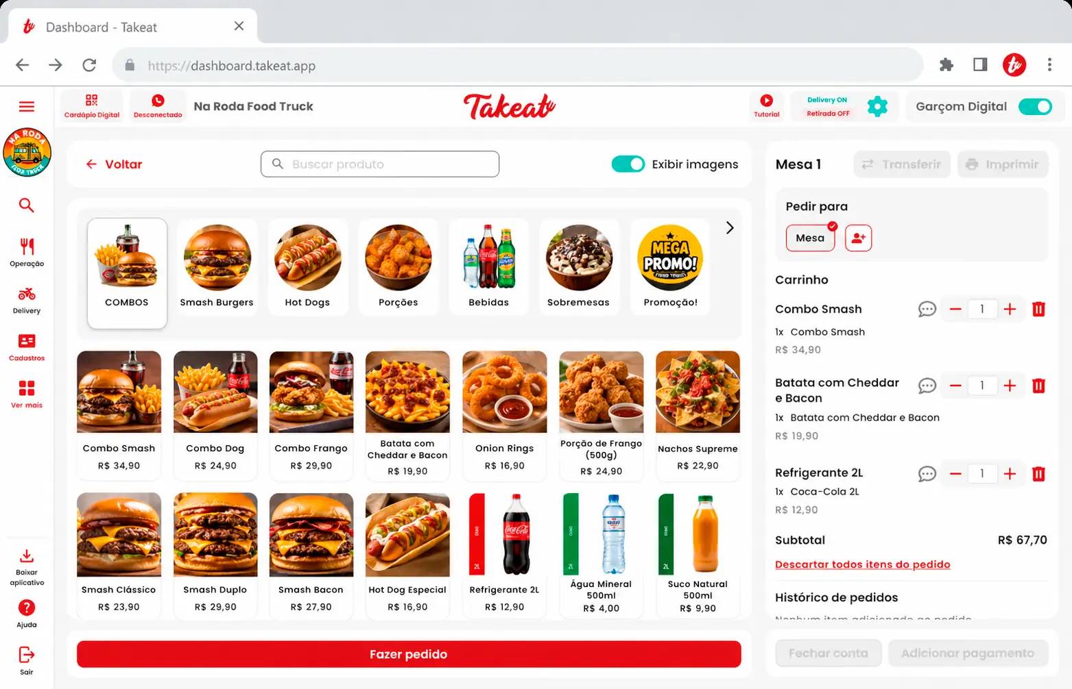 Sistema Takeat em operação em um food truck