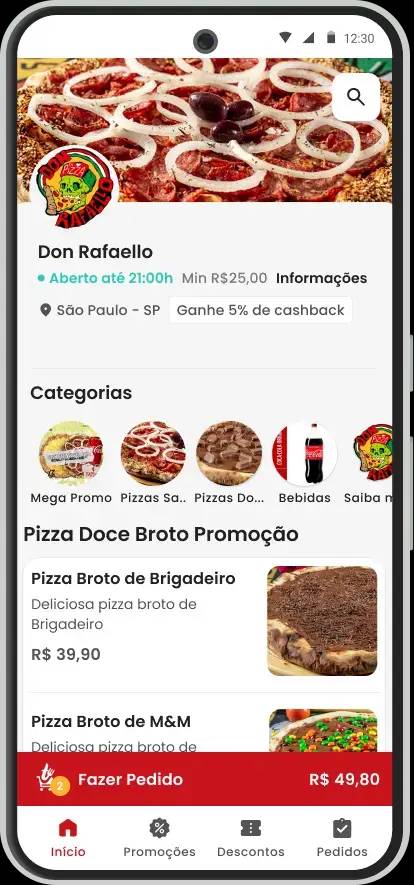 Takeat no app de delivery para pizzaria
